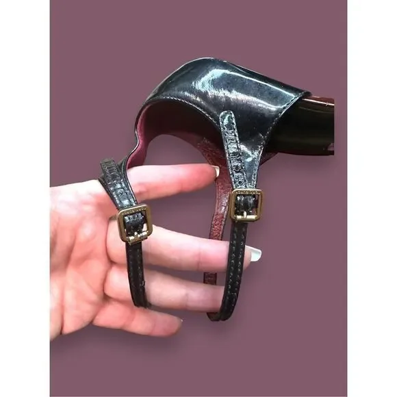 Tory Burch Burgundy Patent Leather Heels Sz 8.5M - Picture 4 of 8